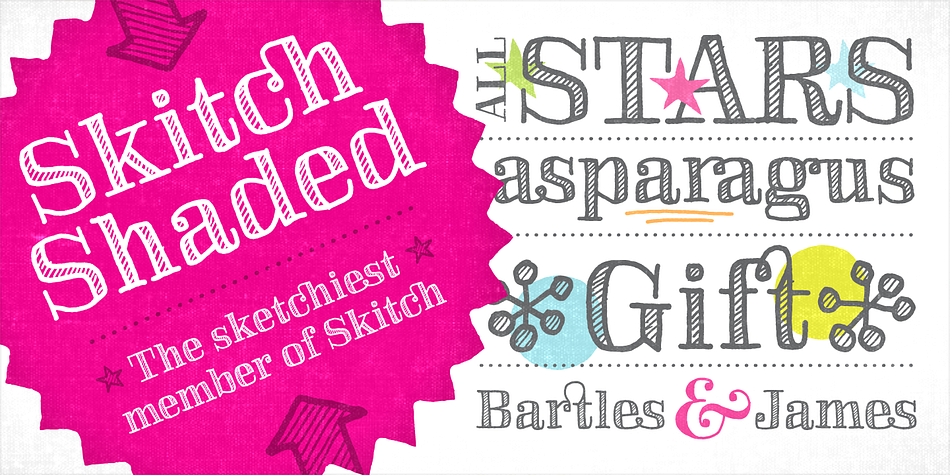 It’s loaded with features including double-letter ligatures, discretionary ligatures and stylistic alternates, and is accompanied by an eccentric collection of ornaments and a set of expandable borders that can be mixed and matched for endless fun!
