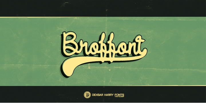 Broffont Script is a script font inspired from Baseball & Vintage logos.