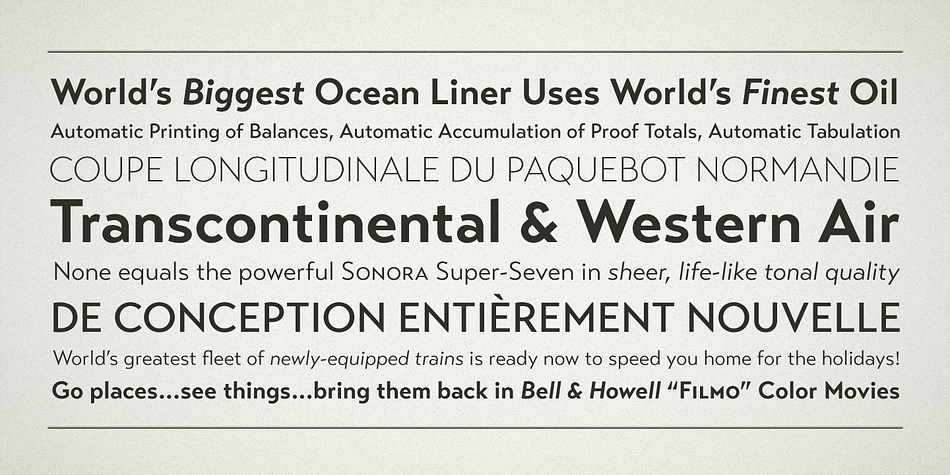 The Transat Text family includes 5 weights plus optically-corrected obliques.
