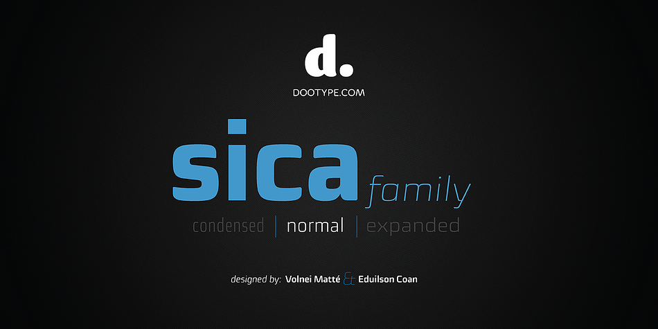 The Sica Family was designed in order to address issues related to technology, while maintaining humanistic forms. Thus, a font with square shapes emerged, but with smooth curves and slightly rounded terminals making it friendly.