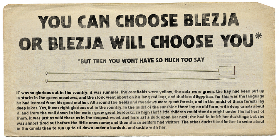Blezja includes OpenType Contextual Alternates and has extensive Latin language support.