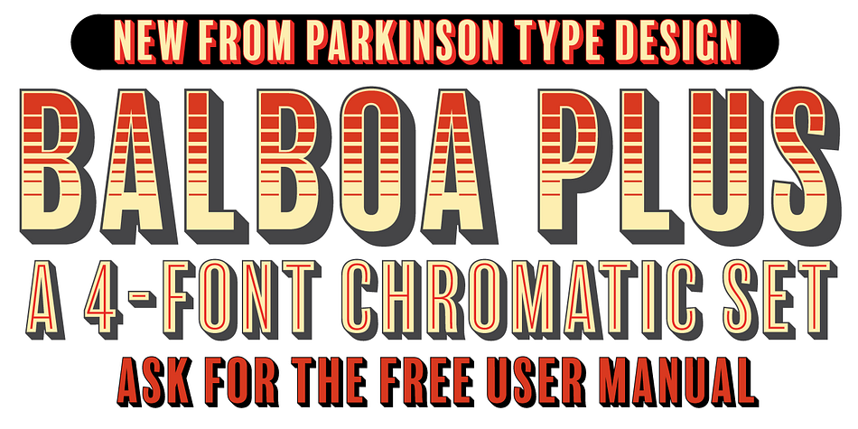 Balboa Plus is a condensed sans serif display family.