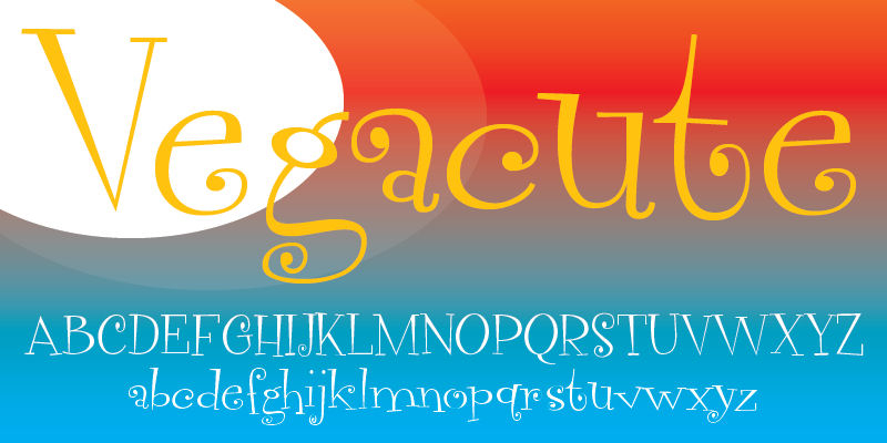 Displaying the beauty and characteristics of the Vegacute font family.