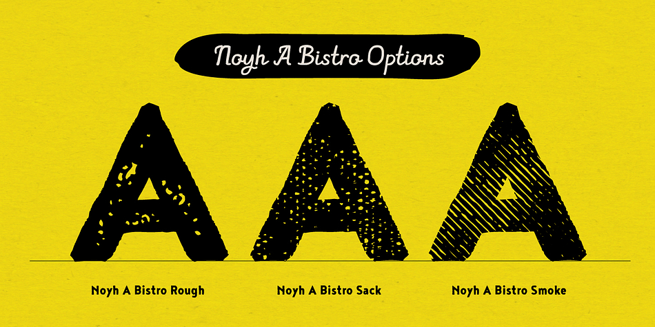 Displaying the beauty and characteristics of the Noyh A font family.