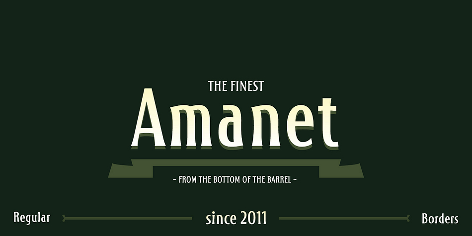Amanet is original old fashion typeface that comes as Regular weight followed with stylistic compatibile Borders.