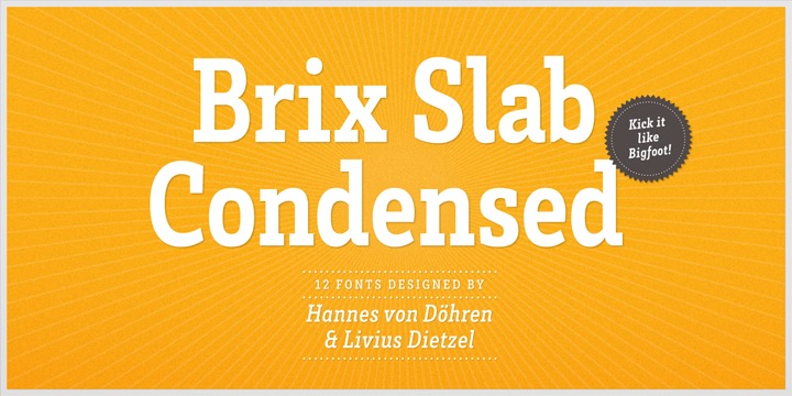 Brix Slab and Brix Slab Condensed is an extended family of 24 fonts.