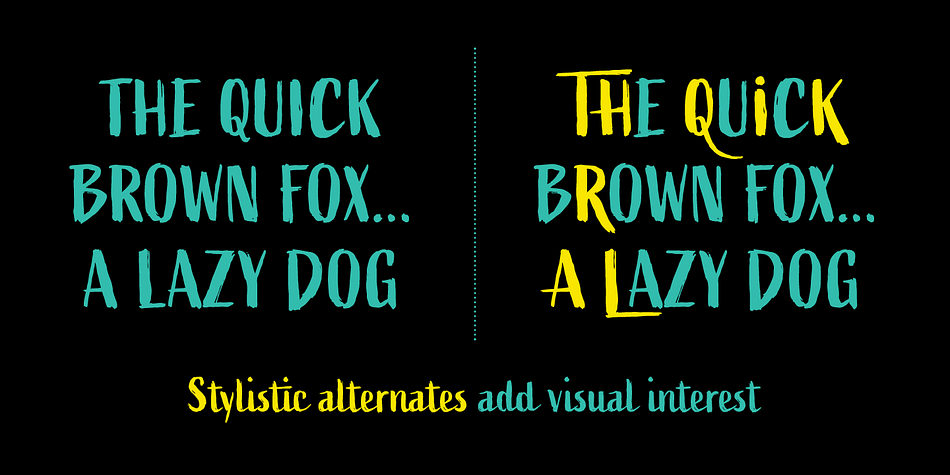 Also included in the 400+ glyph count are catchwords (just turn on discretionary ligatures, or access via the glyphs panel in OpenType savvy programs) and ornamental extras, like symbols and lines.