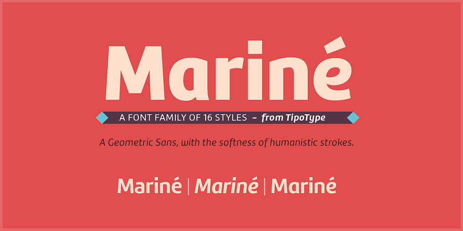 Mariné is a geometric sans but with the softness of humanistic strokes.