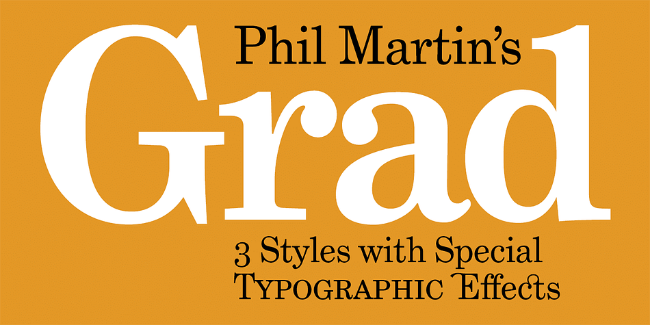 Displaying the beauty and characteristics of the Grad font family.