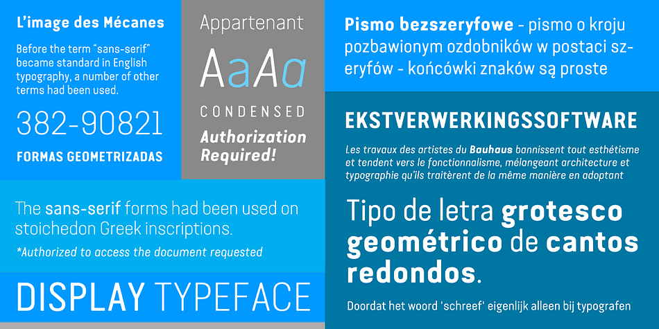 During 2015 this typeface was upload to version 0.3 with new font features: Cyrillic and Greek characters, different figures, more ligatures, small caps, diacritic characters, superior and inferior script.