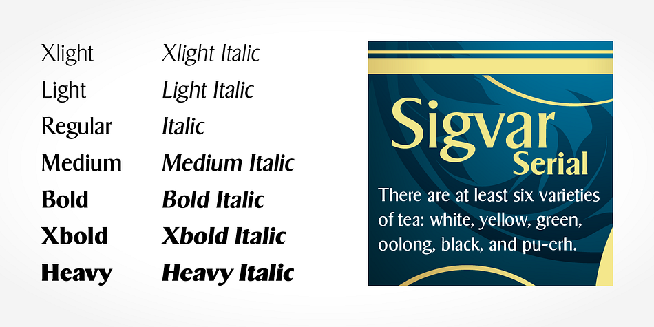 Highlighting the Sigvar Serial font family.