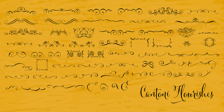 Cantoni features three extra dingbat fonts.
