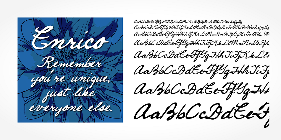 “Enrico Handwriting” is a beautiful typeface that mimics true handwriting closely.