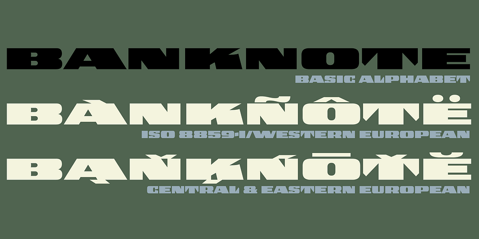 Displaying the beauty and characteristics of the Banknote 1948 font family.