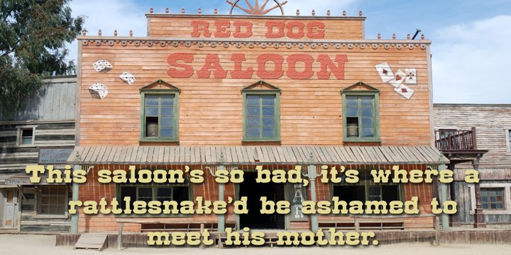 Red Dog Saloon is an old classic western looking type font and one that never goes out of style.