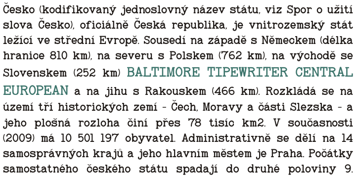 Baltimore Typewriter font family example.