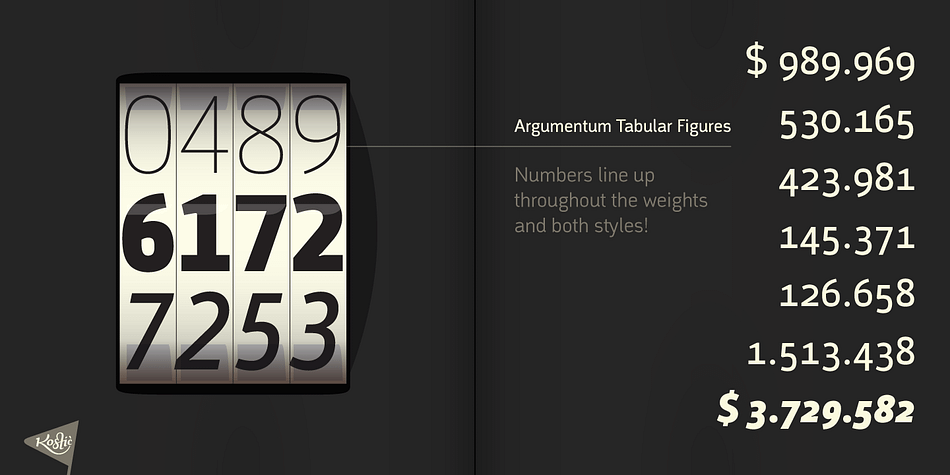 Argumentum font family example.
