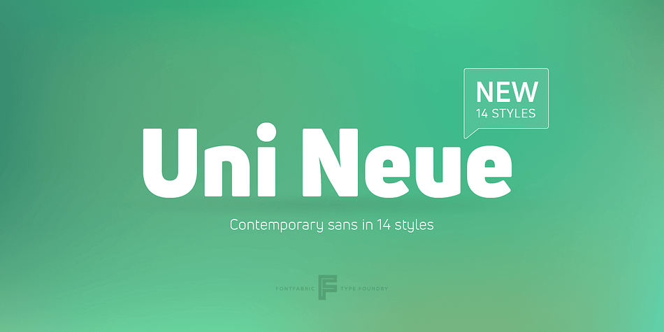 Uni Neue is the whole new redesigned version (remake) of Uni Sans – one the most recognizable and signature font families of Fontfabric type foundry.