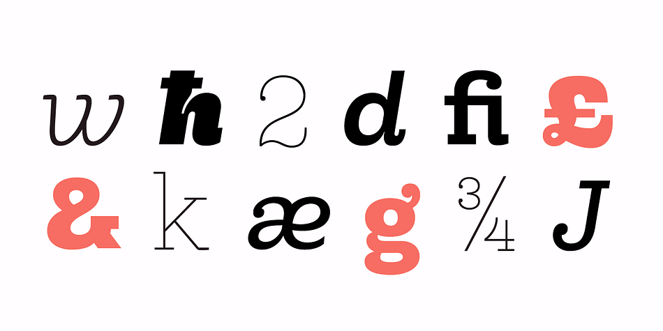 This font consists of 6 weights, ranging from Extra Light to Heavy, each with matching true italics.