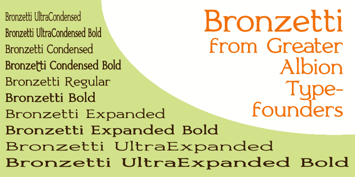 The Bronzetti family of 22 text typefaces combines modern requirements for legibility and readability with the charm of traditional Roman faces in the spirit of those carefully constructed by small scale quality foundries such as the Kelmscott and Vale presses.
