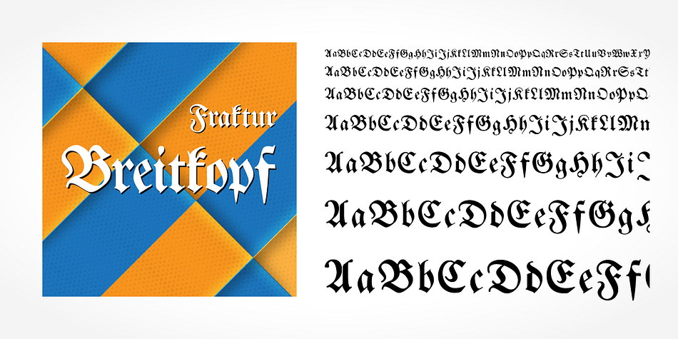 Breitkopf Fraktur Pro is a classic blackletter font of its epoch which inspires you to create vintage-looking designs with ease.