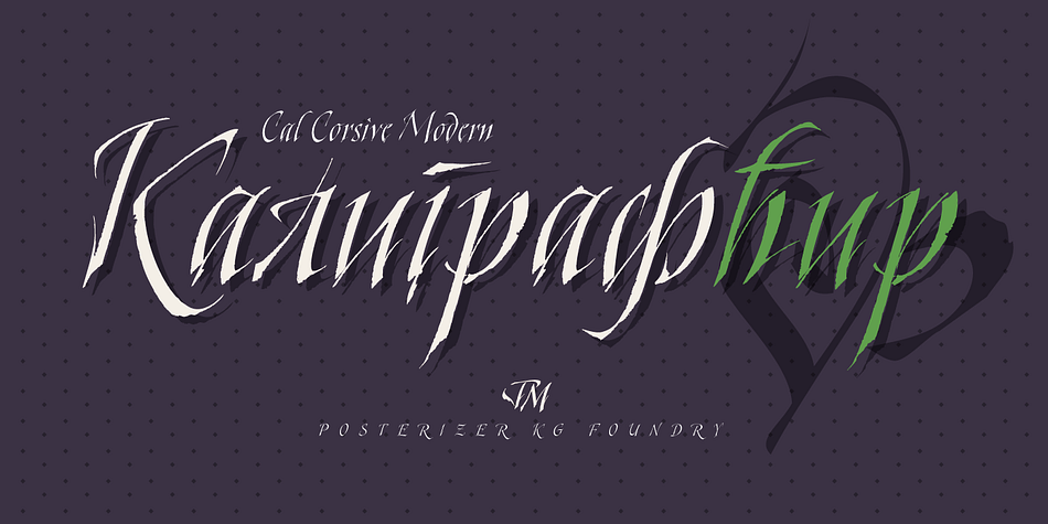 Displaying the beauty and characteristics of the Cal Cursive Modern font family.