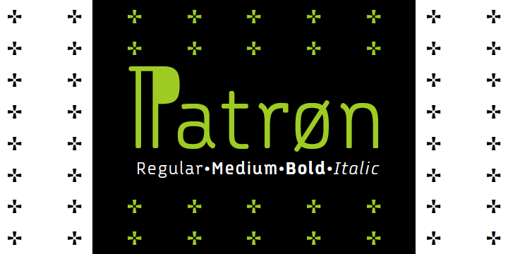 Patron is a modern, mono-linear, sans-serif font family with large x-height and softened edges containing 12 fonts.