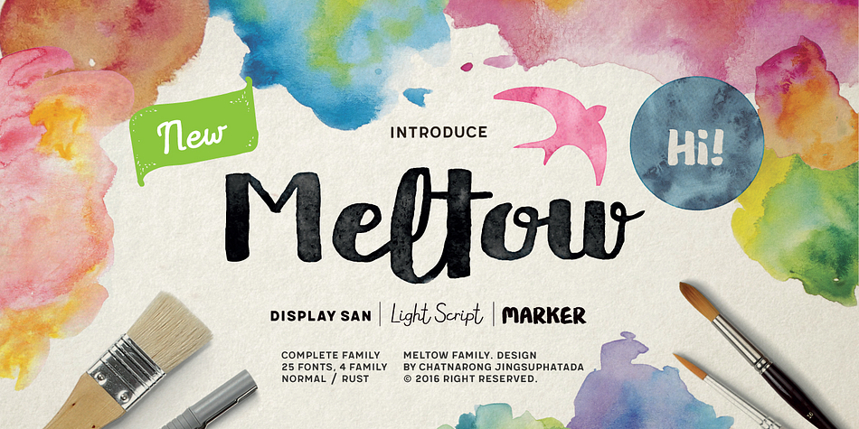 In an age when the stationery is replaced by typing devices, Meltow brings back memories with a design which was created from the actual writing tools and then developed into a convenient-to-use set of fonts.