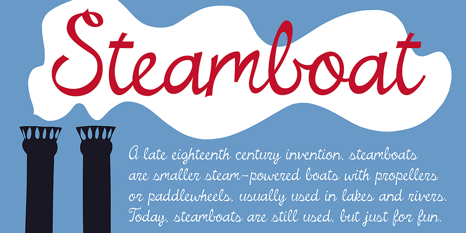 Displaying the beauty and characteristics of the Steamboat font family.