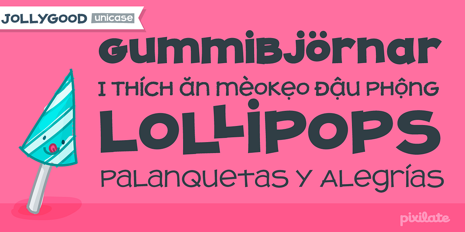 Emphasizing the popular JollyGood Proper Unicase font family.