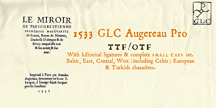 Antoine Augereau (circa 1485-1534)was a punchcutter before to be a  printer in Paris, one of the first French who engraved roman letters, when the French printers were mostly using blackletters.
