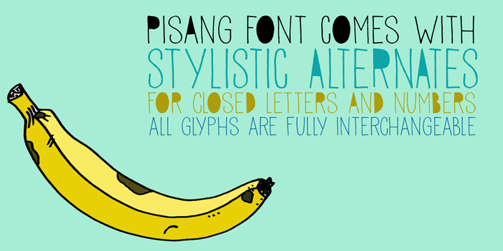 Displaying the beauty and characteristics of the Pisang font family.
