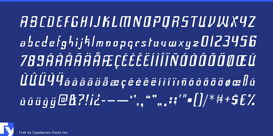 Displaying the beauty and characteristics of the Frak font family.