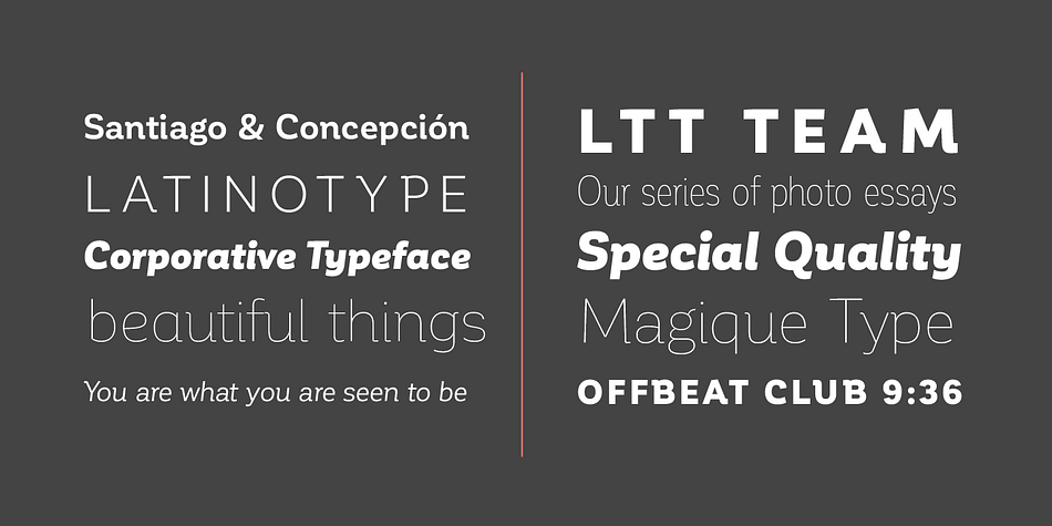 Corporative comes with the Latinotype’s standard set of 350 characters, making it possible to use the font in 128 different languages.