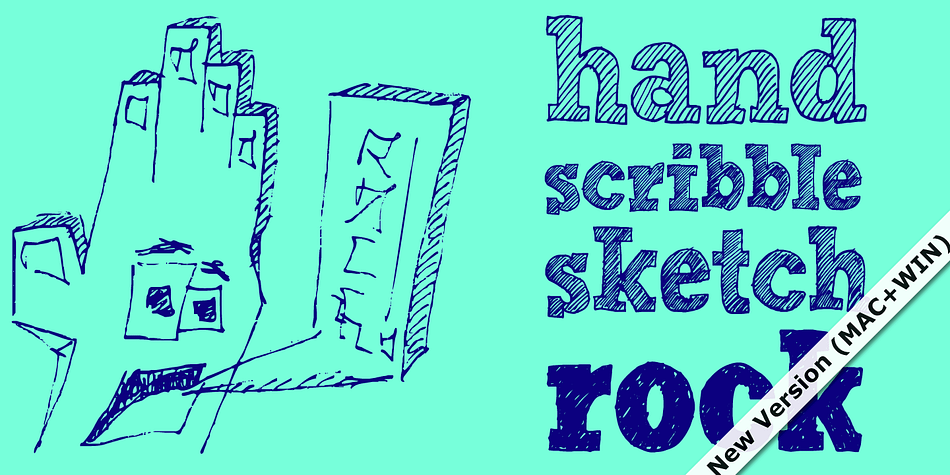 Hand Scribble Sketch Rock is an interpretation of a classic egyptienne/slab serif typeface with modern and fancy handmade haptics/hatching.