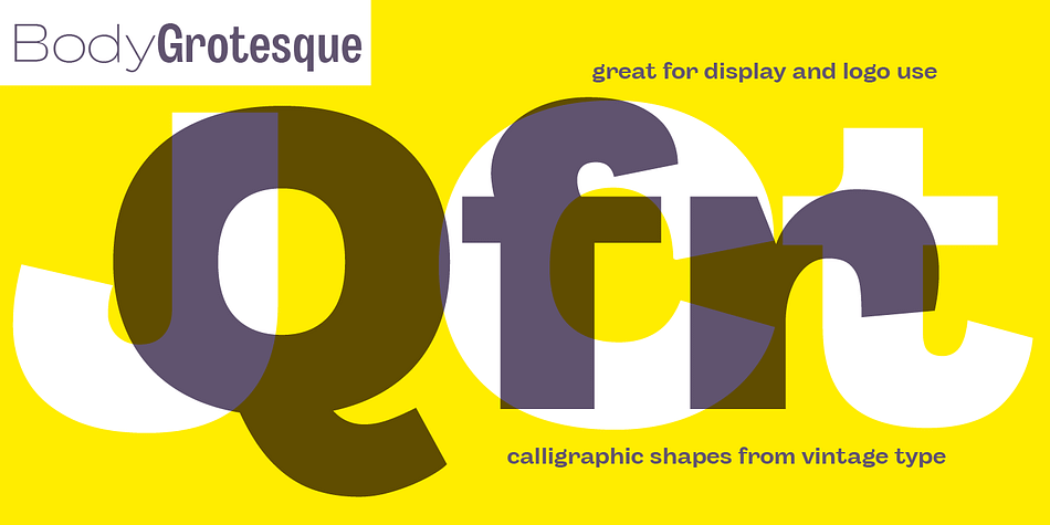 Curves are slightly more calligraphic and a light inverse contrast is applied to bold weights, giving the typeface a slight vintage appearance in display use.