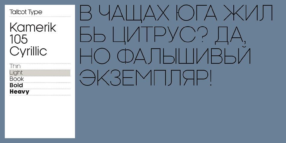 Highlighting the Kamerik 105 Cyrillic font family.