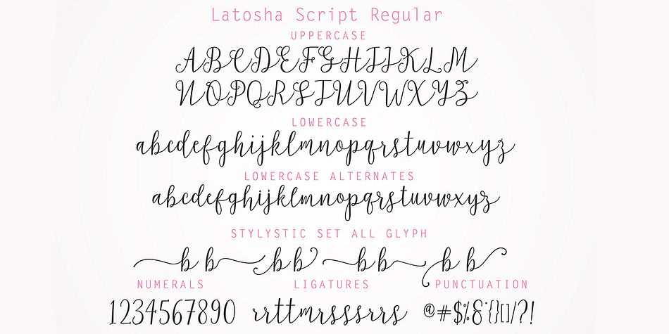 Emphasizing the favorited Latosha Script font family.