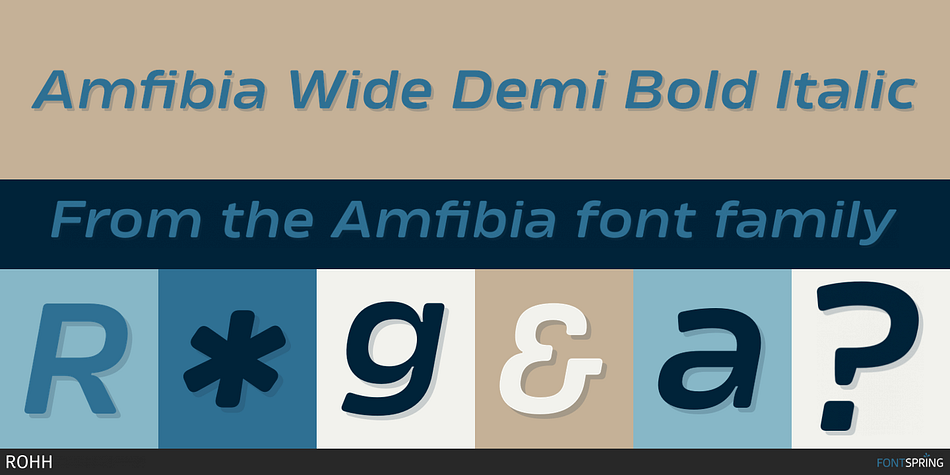 Amfibia Wide Demi Bold Italic Font