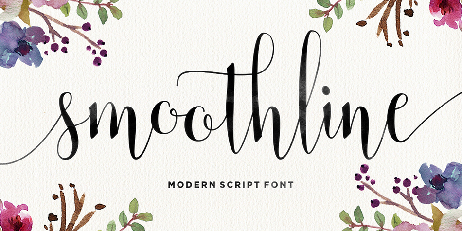 Smoothline Script is a modern calligraphy font, with characters dance along the baseline and elegant touch.