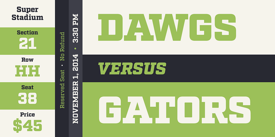 Factoria font family example.