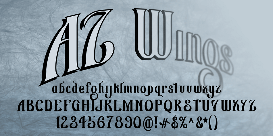 AZ Wings font has some inspiration from old blackletter styles, but for the most part is is completely original.