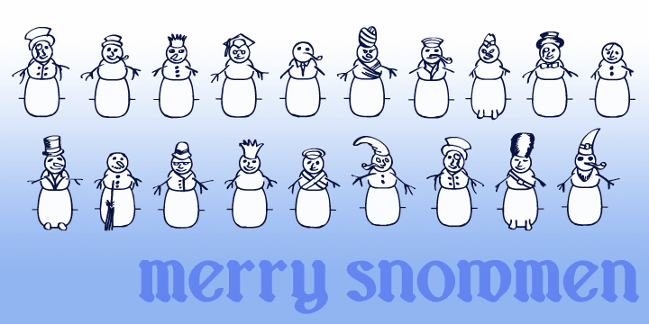 Merry Snowmen is a piece of winter fun-is a set of hand-drawn snowwmen figures, ideal for Christmas or any other time when cold and snow are about.