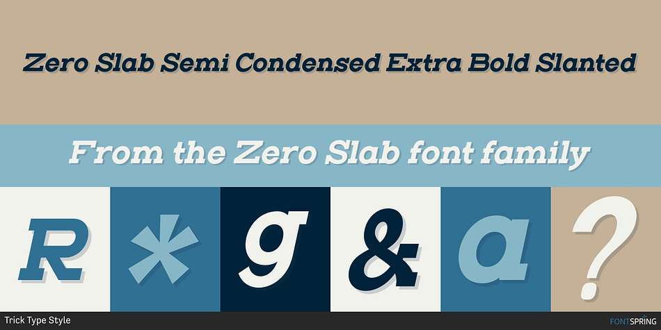 Zero Slab Semi Condensed Extra Bold Slanted Font