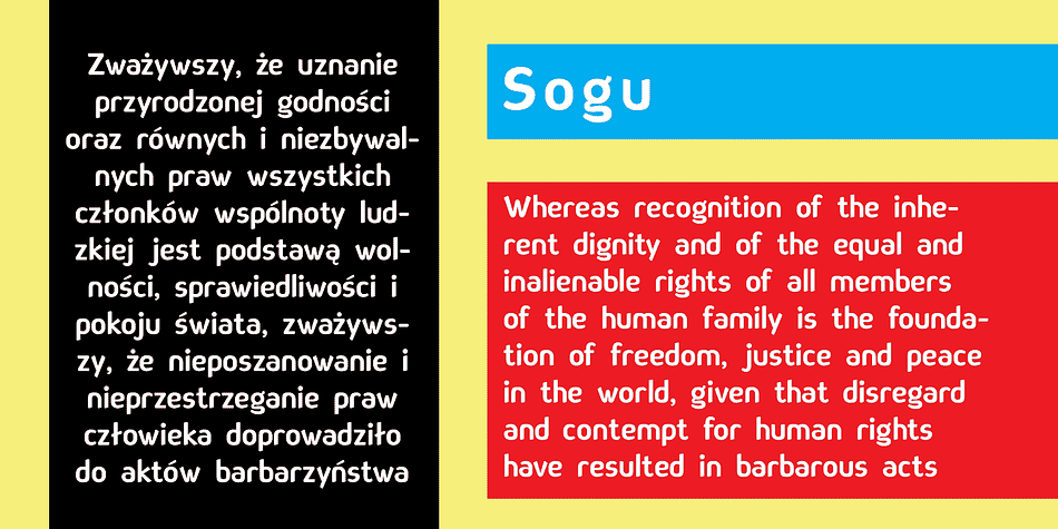 Sogu font family sample image.