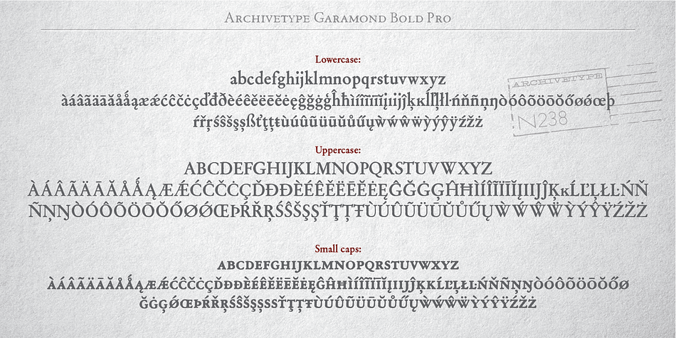 Archive Garamond Pro is a four font, serif family by ArchiveType.