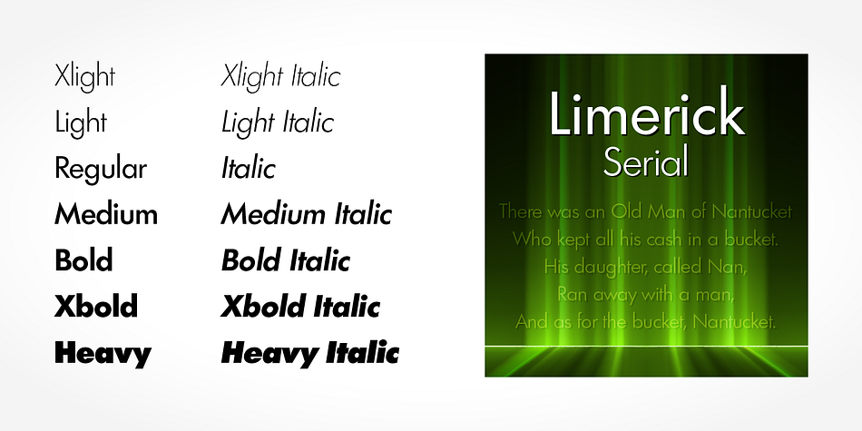 Highlighting the Limerick Serial font family.