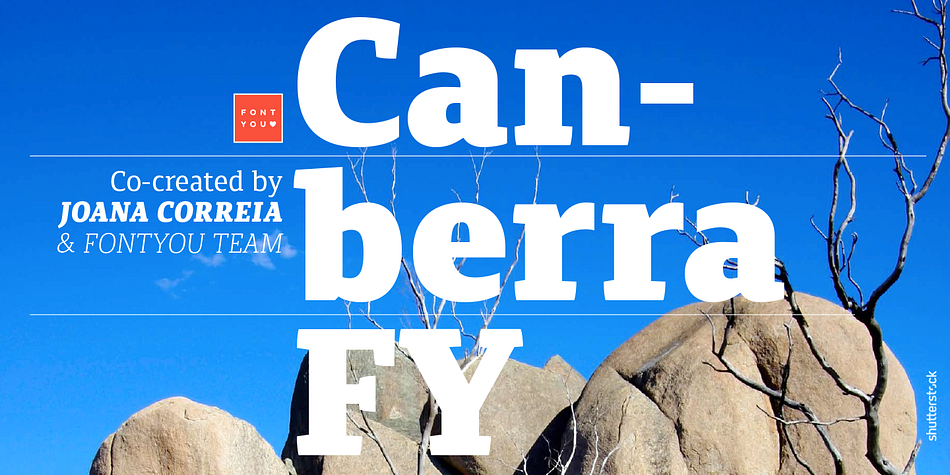 Canberra FY is a contemporary and low-contrast serif typeface that shows legibility with personality.