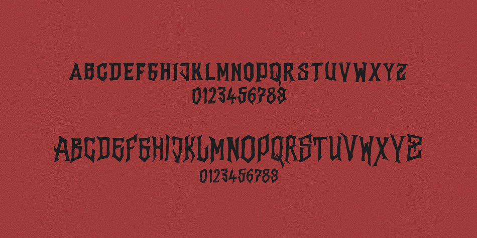 Displaying the beauty and characteristics of the Vertigo Death font family.