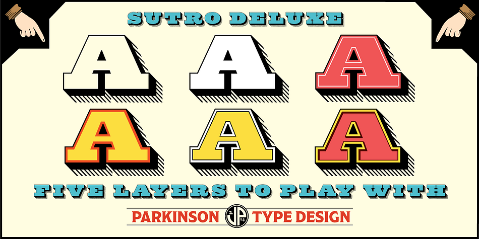 Sutro Deluxe Primary is the main font that all the other fonts rely upon.